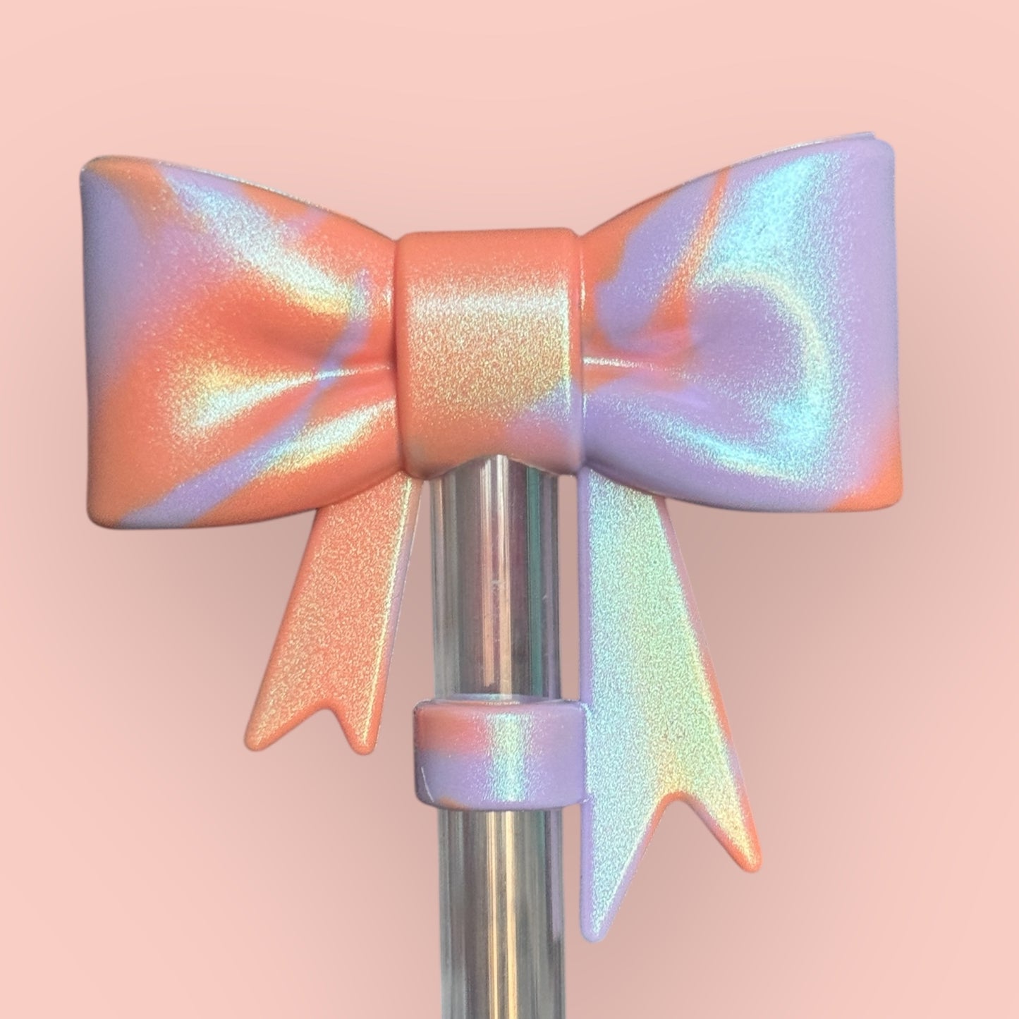 Peach and Lavendar | Bow | Straw Topper 10mm