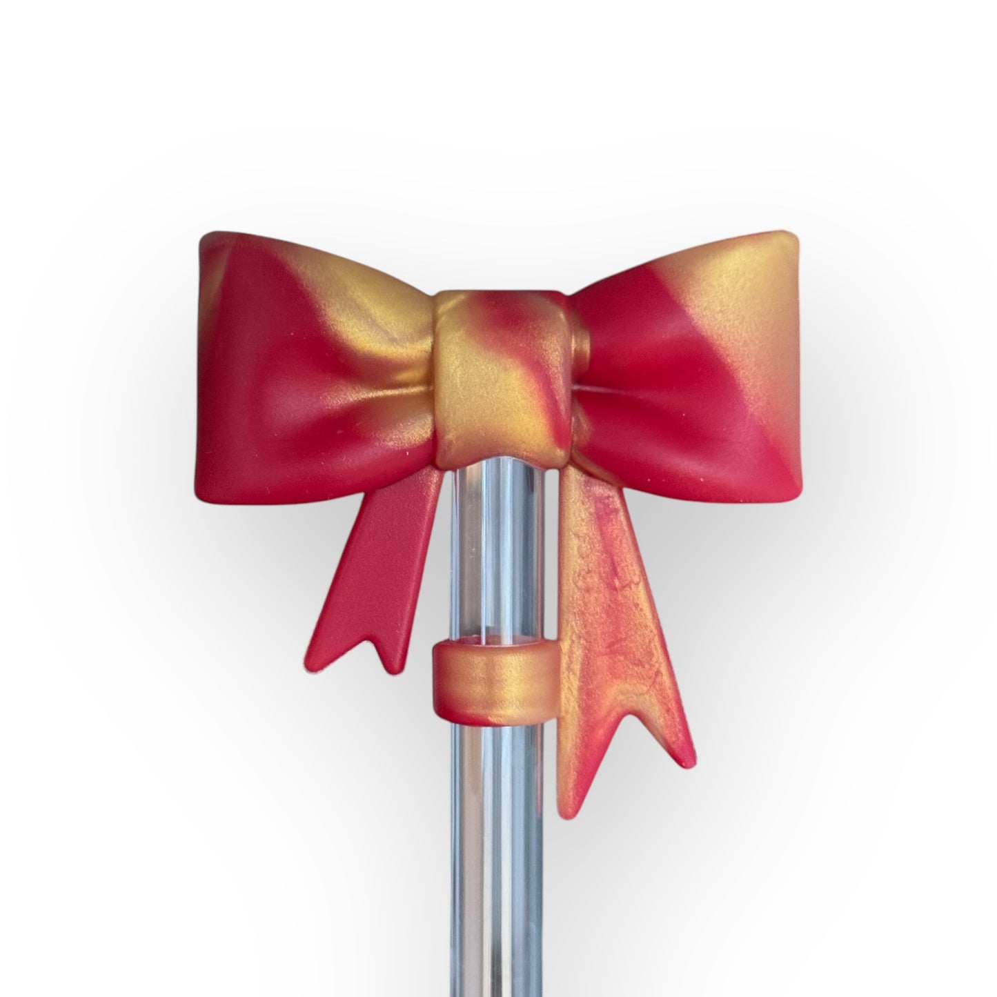 Scarlet Tinsel Bow | Straw Topper 10mm