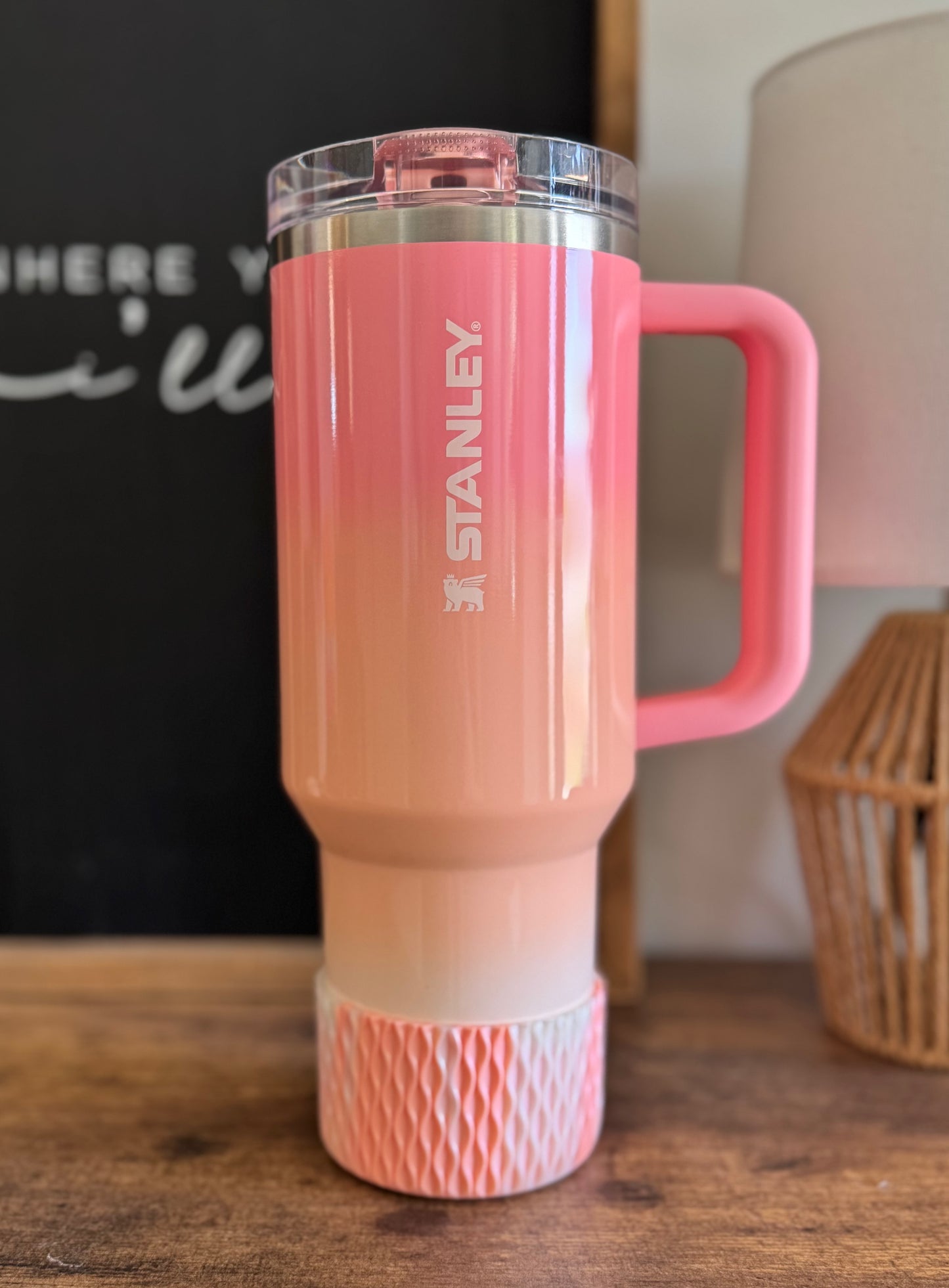 Peach and Pearl Shimmer | Waves Texture | Silicone Boot