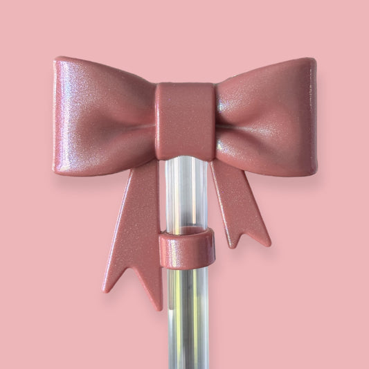 Antique Pink Shimmer | Bow | Straw Topper 10mm