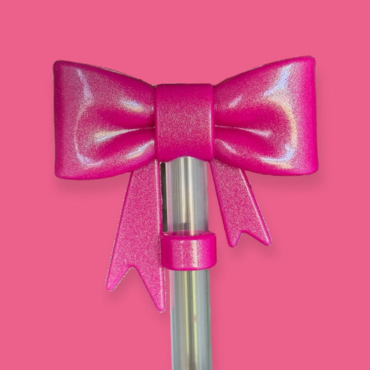 Hot Pink Punch Shimmer | Bow | Straw Topper 10mm