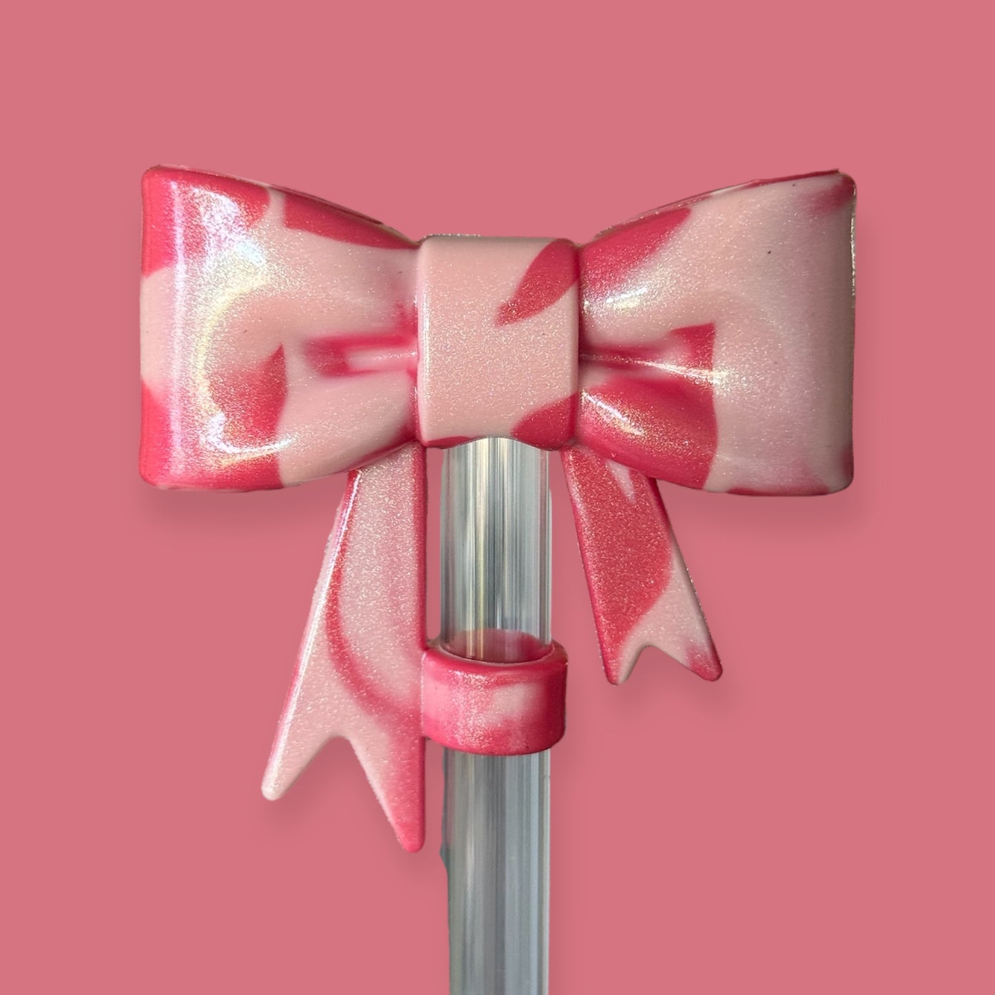 Salmon Glow Shimmer | Bow | Straw Topper 10mm