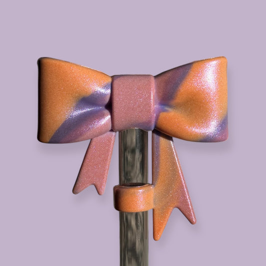 Peach Dusk Shimmer | Bow | Straw Topper 10mm