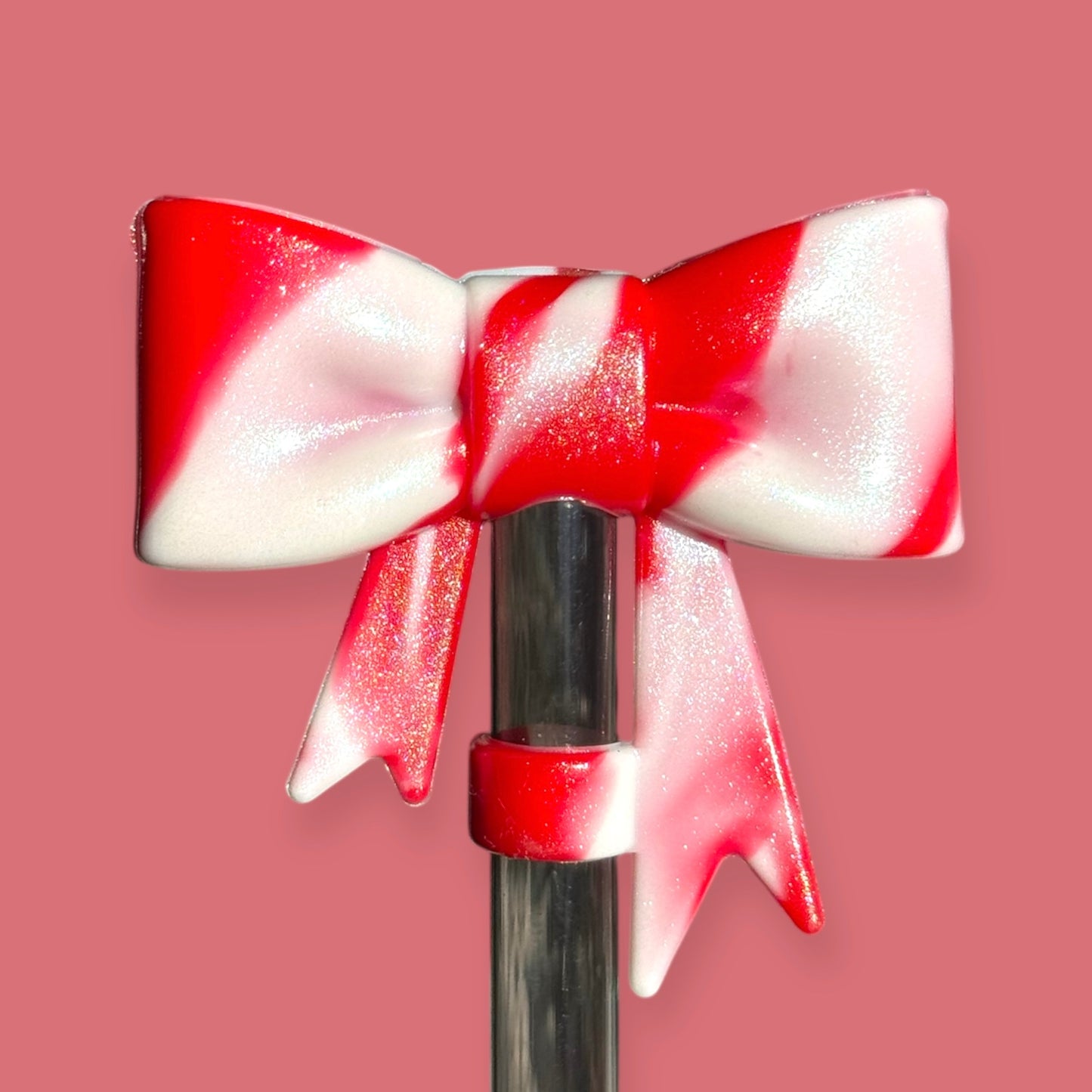 Cherry Vanilla Shimmer | Bow | Straw Topper 10mm