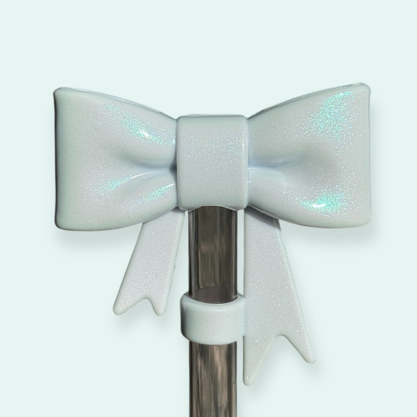 Powder Blue Shimmer | Bow | Straw Topper 10mm