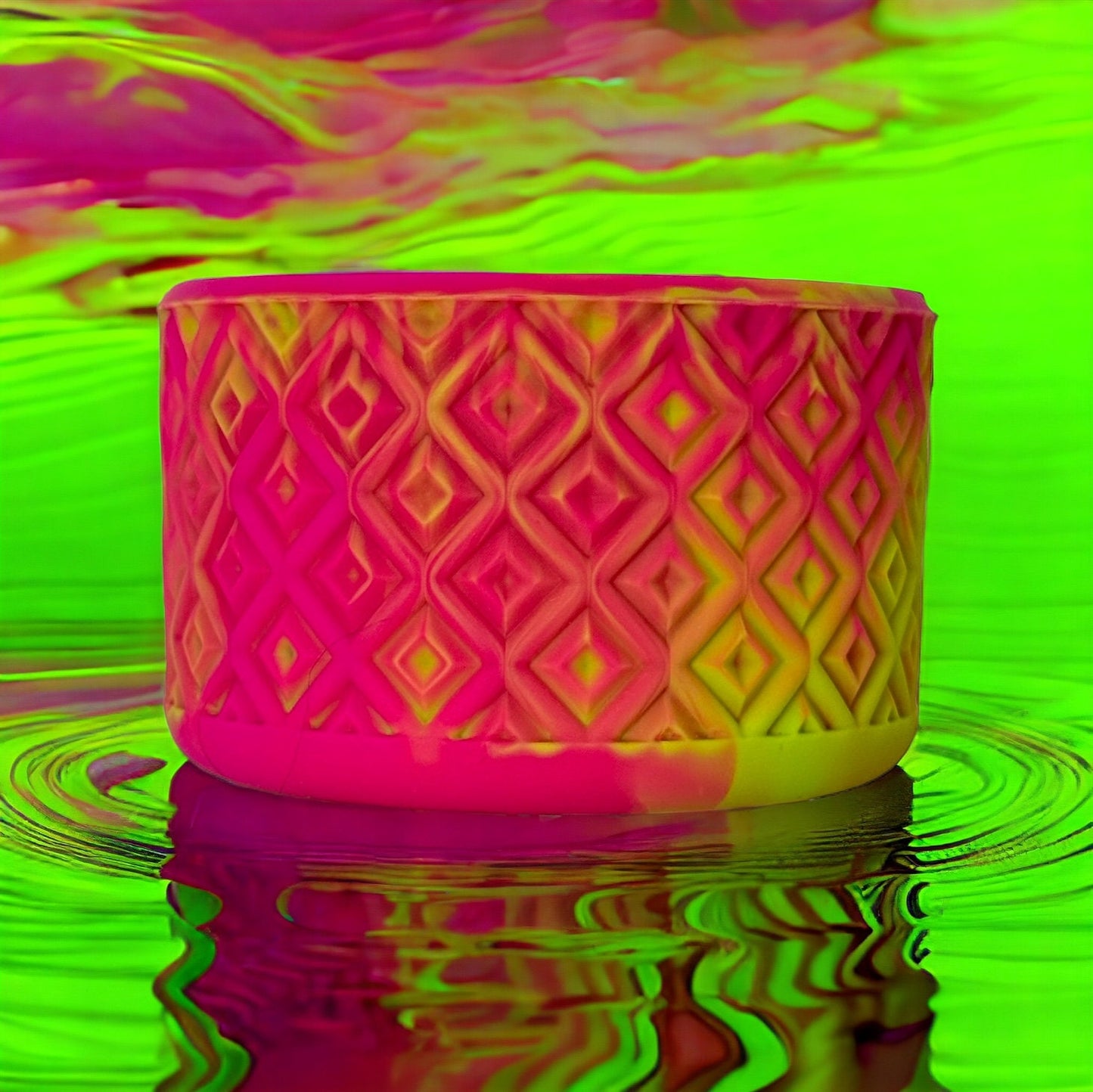 Pink & Lime Swirl Diamond Silicone Boot Stanley/Simple Modern/Brumate/Hydrojug