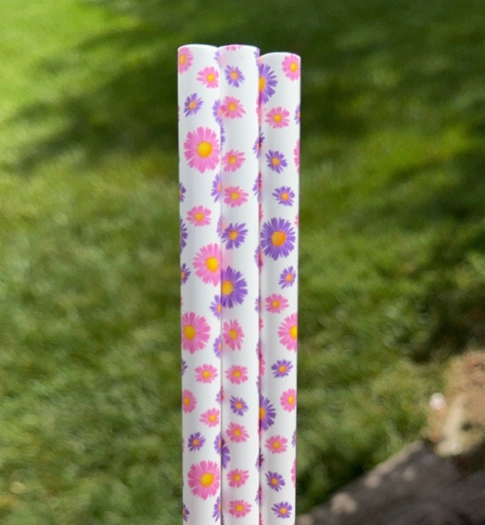 Pink and Purple Flowers  | (1) Straw 10mm for 40oz Stanley/Simple Modern