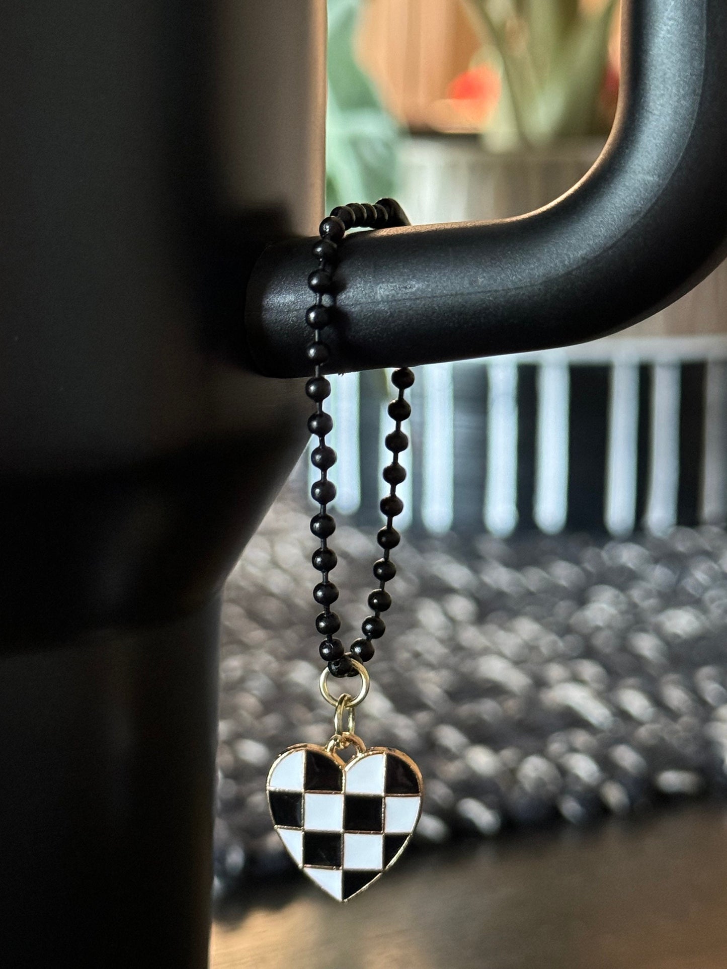 Black Checkered Heart | Charm