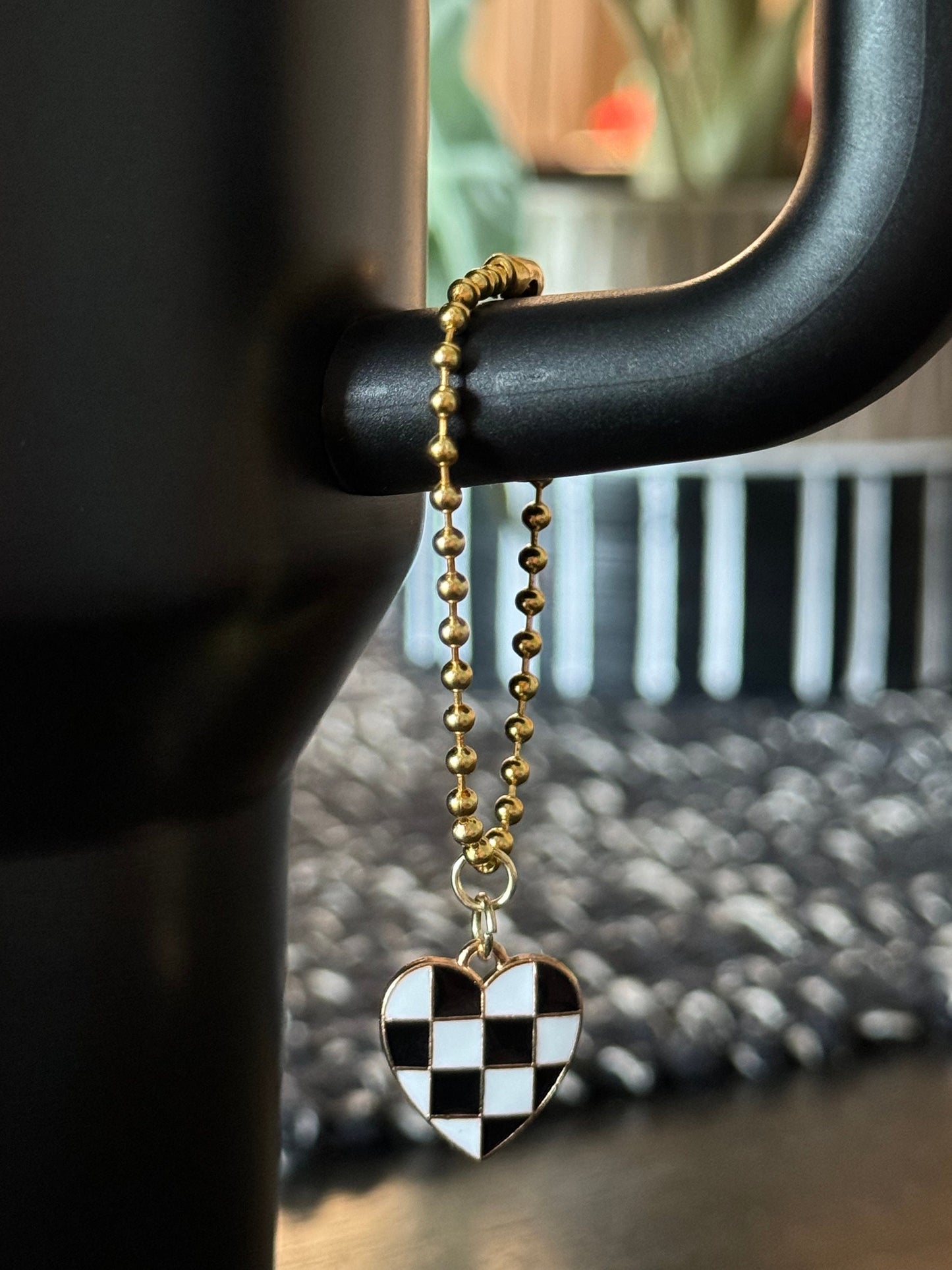 Black Checkered Heart | Charm