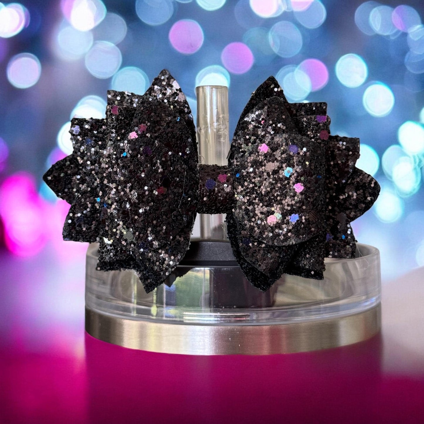 Black Irridescent Sparkle Bow | Fits: Stanley/Simple Modern/Brumate/Hydrojug