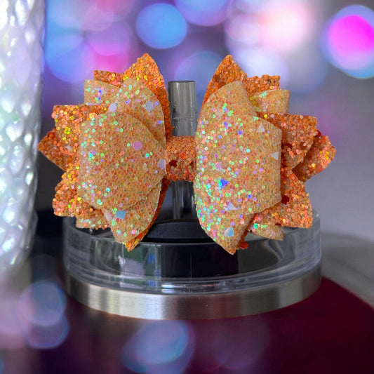 Tangerine Sparkle Bow | Fits: Stanley/Simple Modern/Brumate/Hydrojug